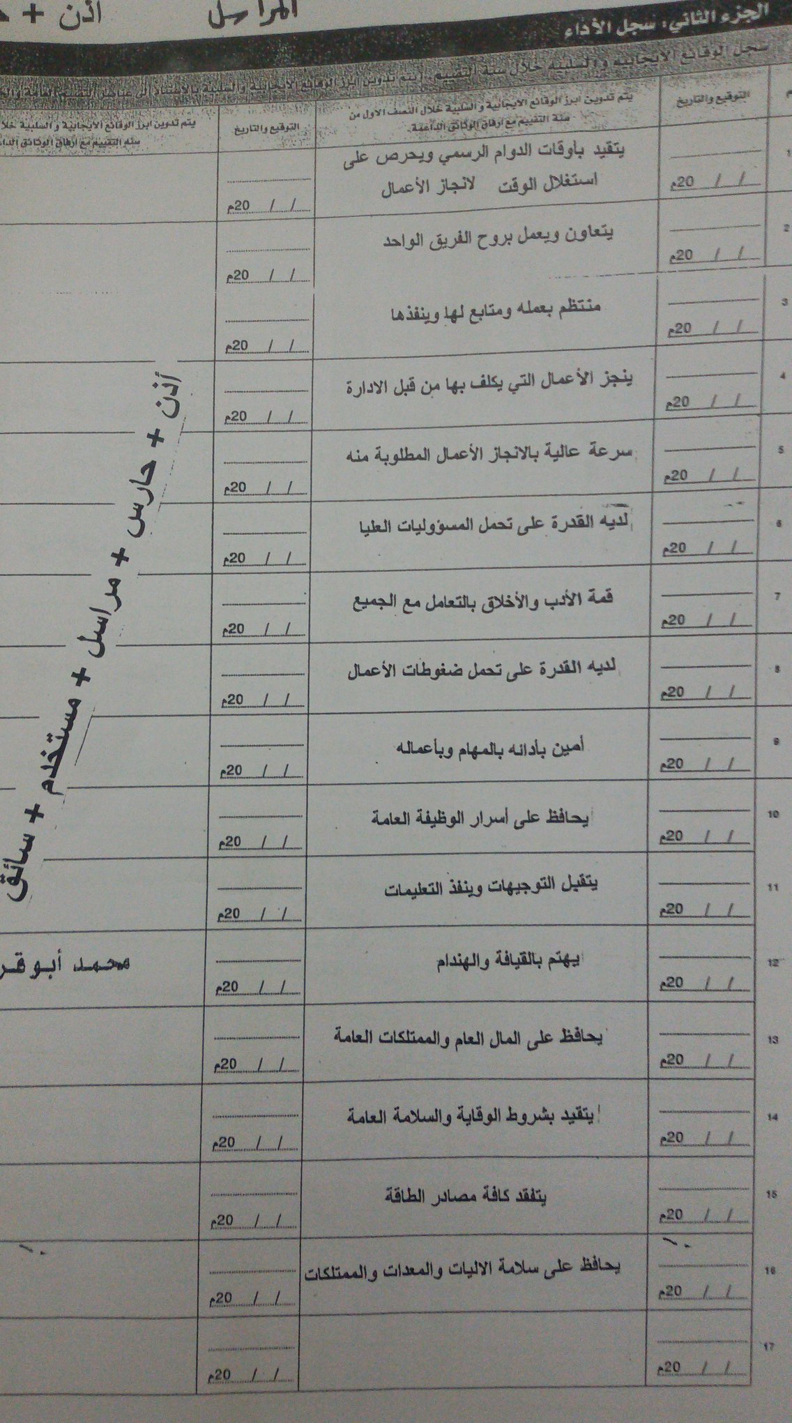 تعبئة التقرير السنوي اذن و الحارس و السائق و المراسل و المستخدم للعام 2021